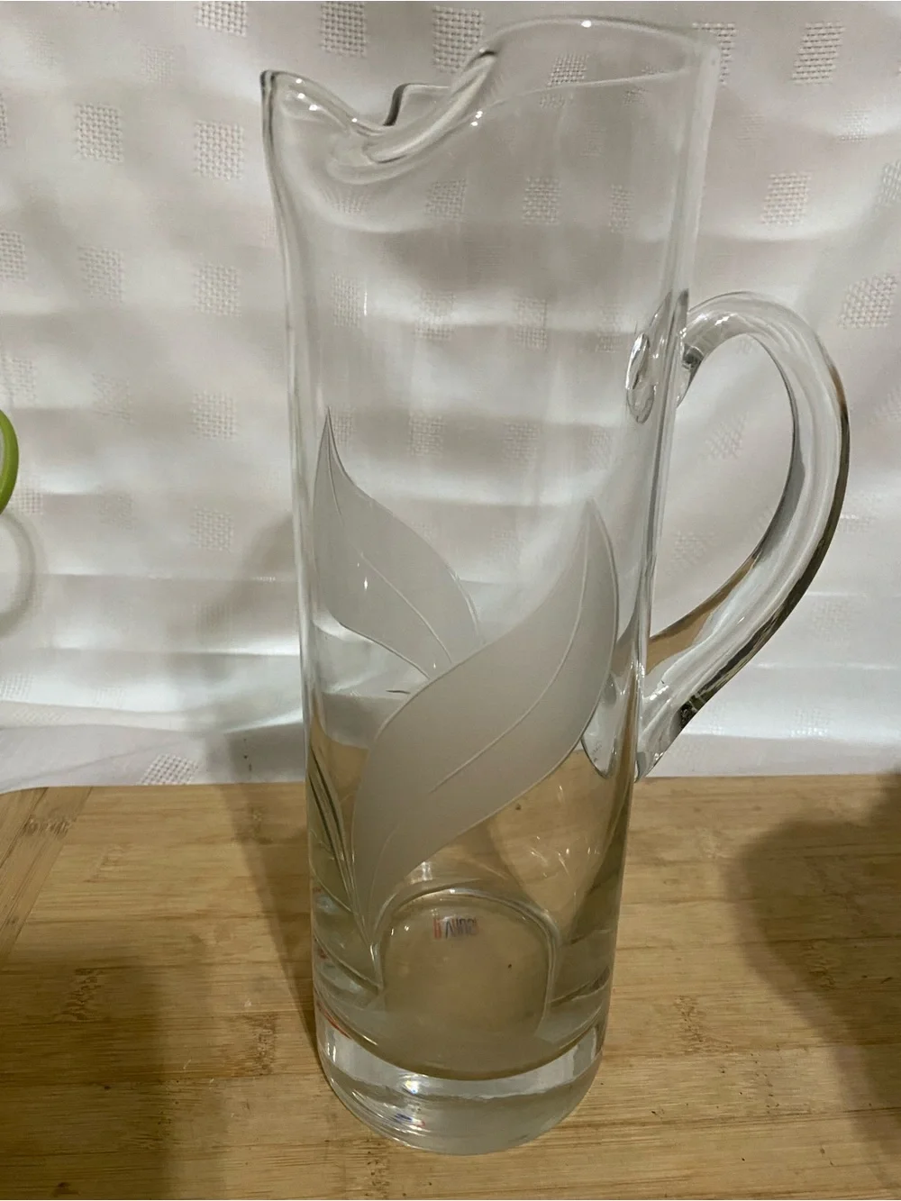 Vintage Vilusi Glass Handblown Etched Cylinder Vase